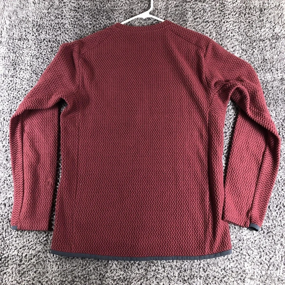 Patagonia Pullover Mens Medium Red Textured Fleece Crew Neck Chest Pocket Hiking